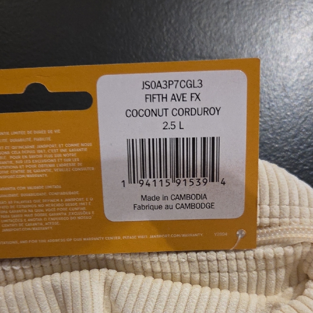 NWT Jansport Beige Corduroy Waist Bag - Picture 2 of 4